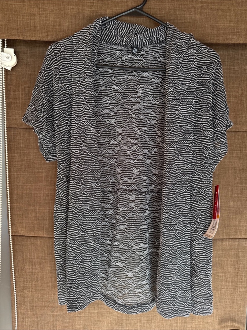 Rafaella Black & White Knitted Short Sleeve Open Cardigan